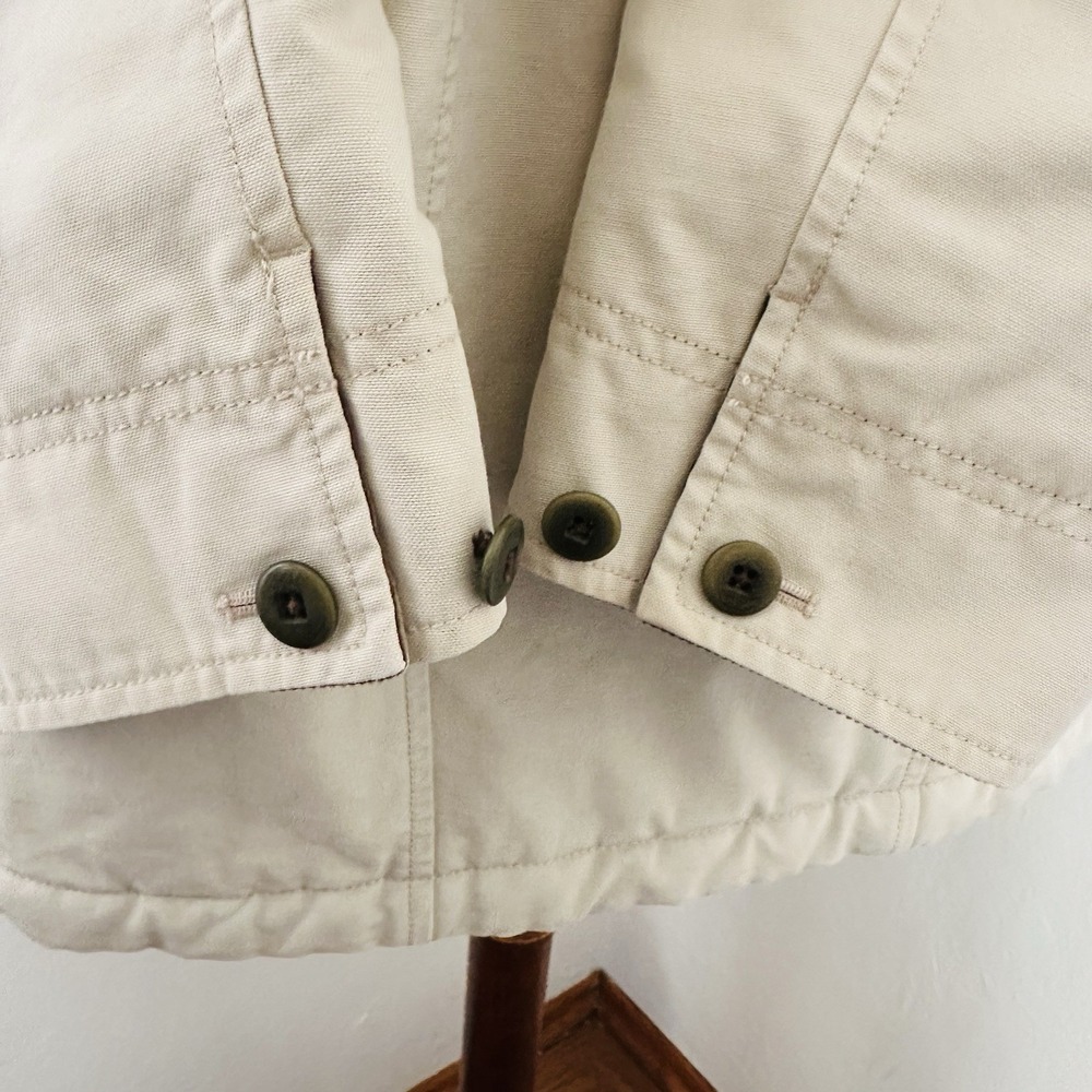 Vtg LL Bean Barn Jacket Womens 1X Tan Chore Field Quilt Lined Coat Thinsulate - Picture 6 of 13